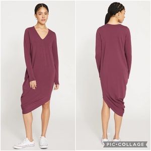 Universal Standard Geneva V-Neck Asymmetrical Dress in Jam